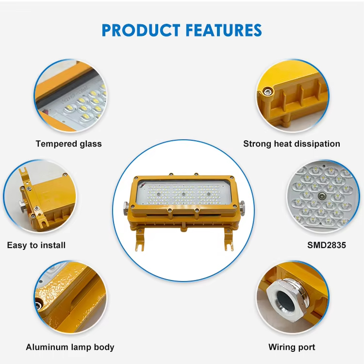 New Subway Tunnel Lighting Tempered Glass Aluminum Ip65 Waterproof Explosion Proof Flood Light 50w Explosion-Proof Lights