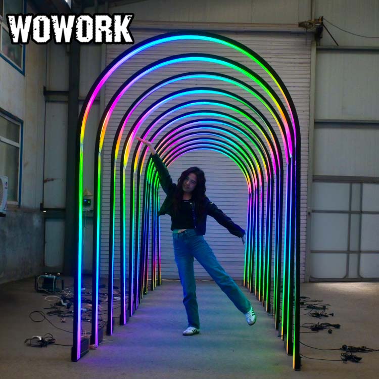 2026 WOWORK Standing Led Giant Frame Neon Wedding Path Tunnel Lights for Wedding Stage Backdrop Decoration