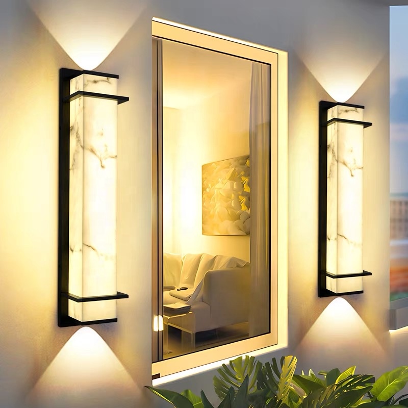 Modern Outdoor Wall Lamp 10W 16W 24W 36W Stainless Steel+marble Lampshade Garden Landscape Wall Lamp Outdoor