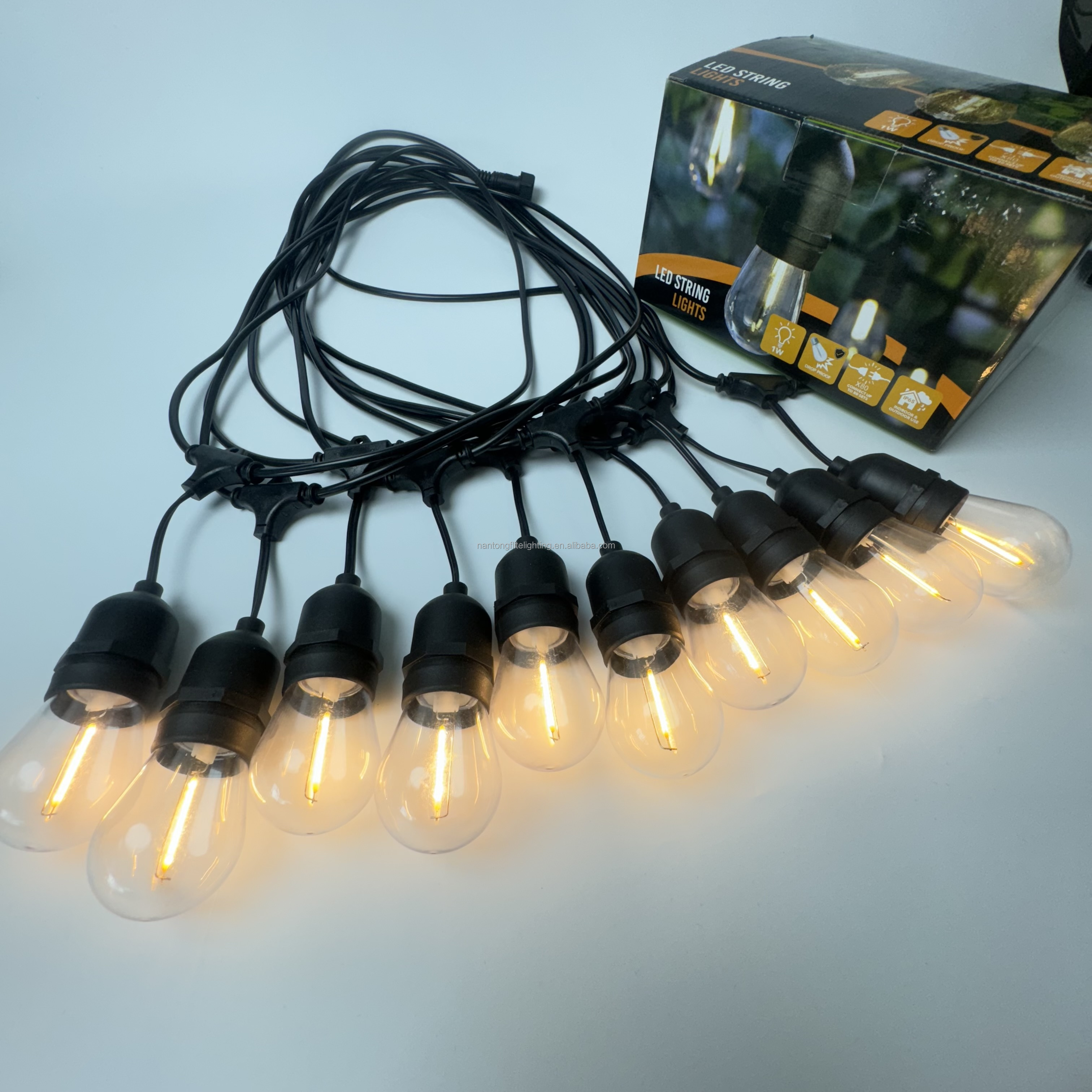 10m 15m Outdoor Energy Saving Globe String Lights S14 Clear LED Bulbs IP65 Waterproof Patio Garden Balcony Decoration CE ROHS