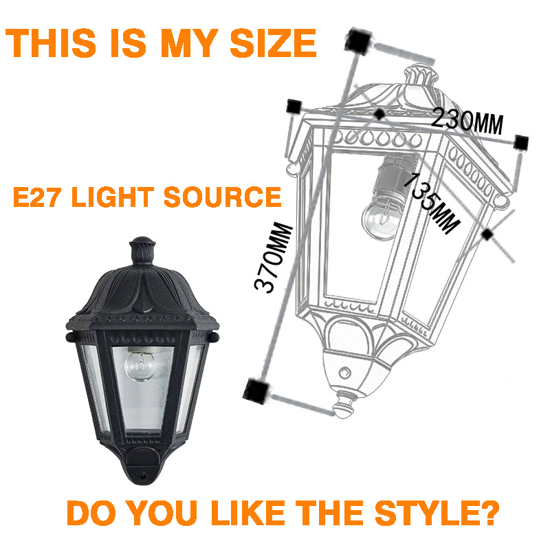 E27 LED Outdoor Garden Landscape Wall Lamp with IP65 Rating AC Powered Adjustable Color Temperature Italian Style