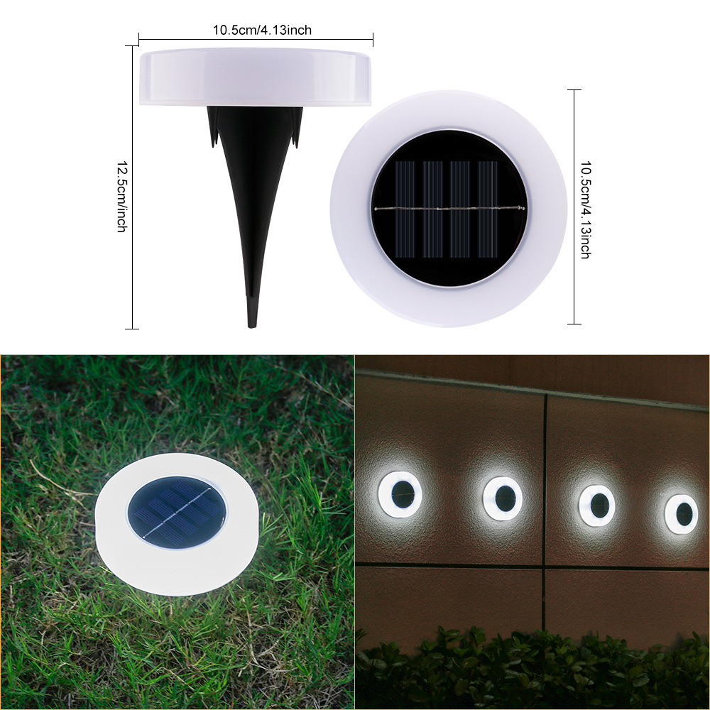 FY818 LED Solar Ground Lights Outdoor Disc White/Daylight Color IP65 Waterproof 360 Beam Angle Light Sensor Garden 5W Portable