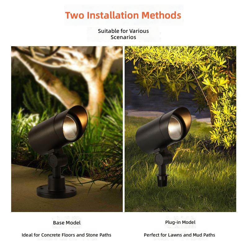 LED Outdoor Landscape Light, IP65 Rated, DC Powered Aluminum Construction, 3000K Warm White CRI90, 2-Year Warranty