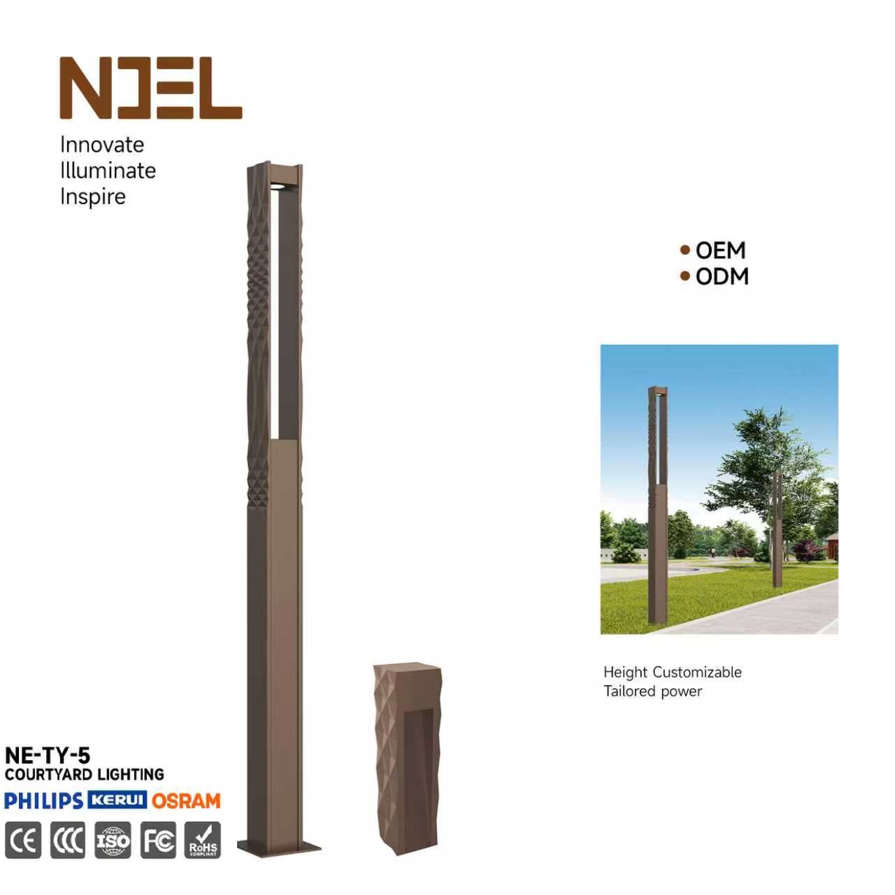 Popular Solar IP65 Waterproof LED Garden Light Column Lamp Modern Design Outdoor Dimmable 5-Year Warranty New Arrivals