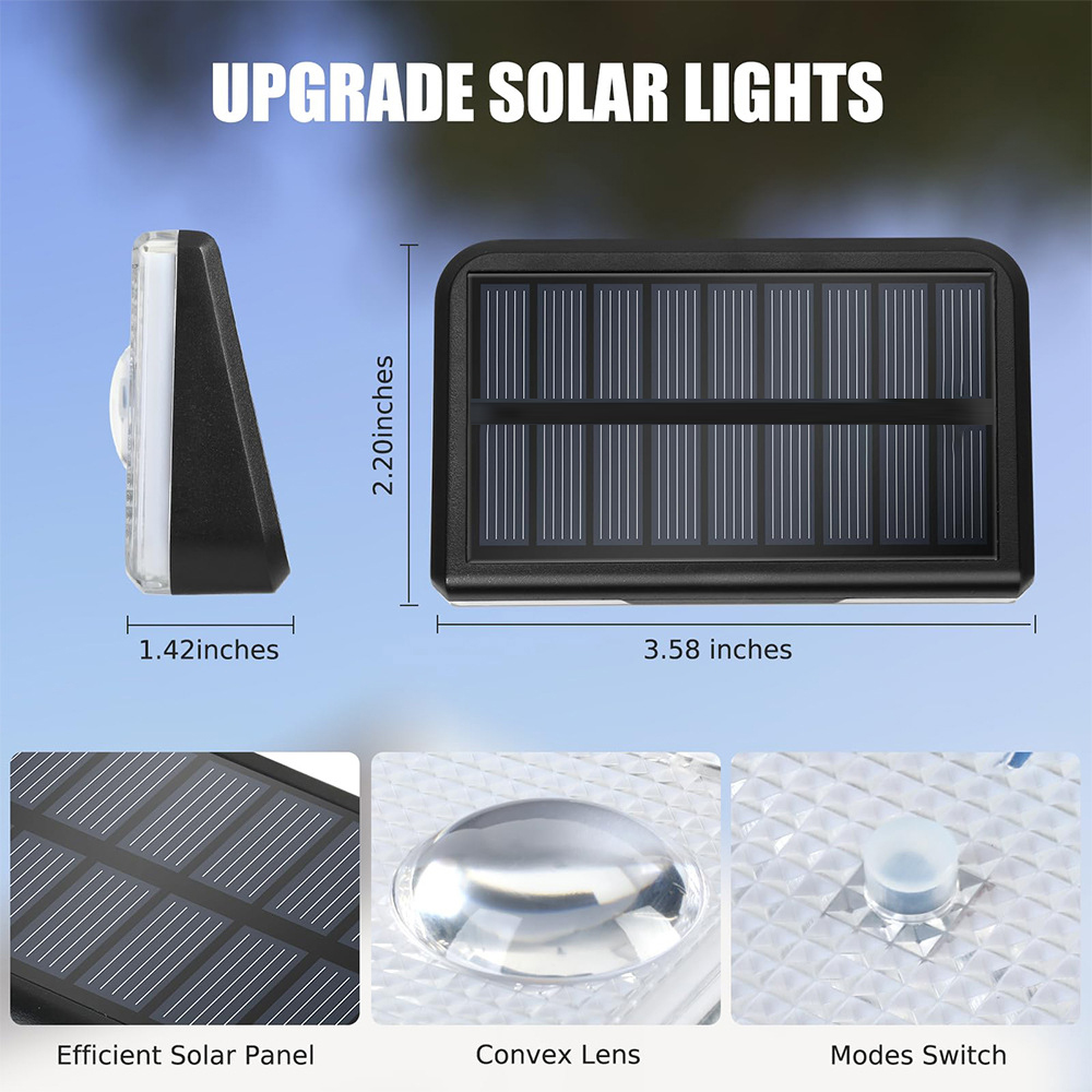 Color Changing Solar Fence Lights Outdoor IP65 Waterproof Fence Garden Wall Lights for Outside Backyard Step Deck Lighting