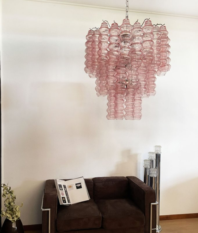 Pink Glass Bubble Lighting Vintage Murano Glass Tube Chandelier Art Luxury Hanging Lamp