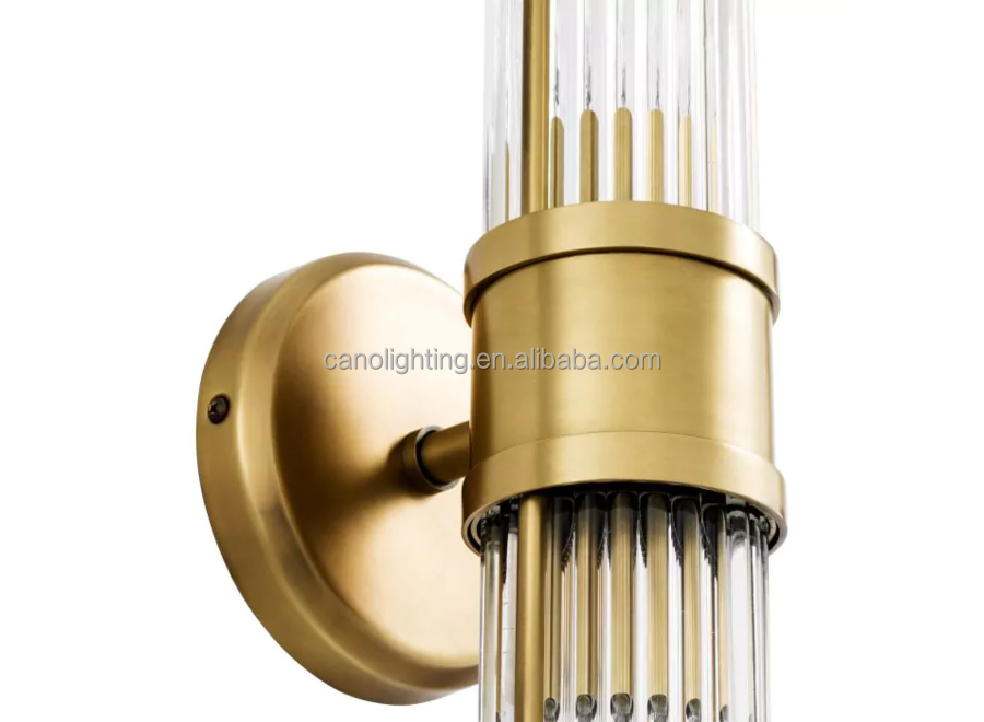 Indoor Brass Wall Lamps Simple LED Wall Light Bedroom Bedside Vintage Glass Sconce