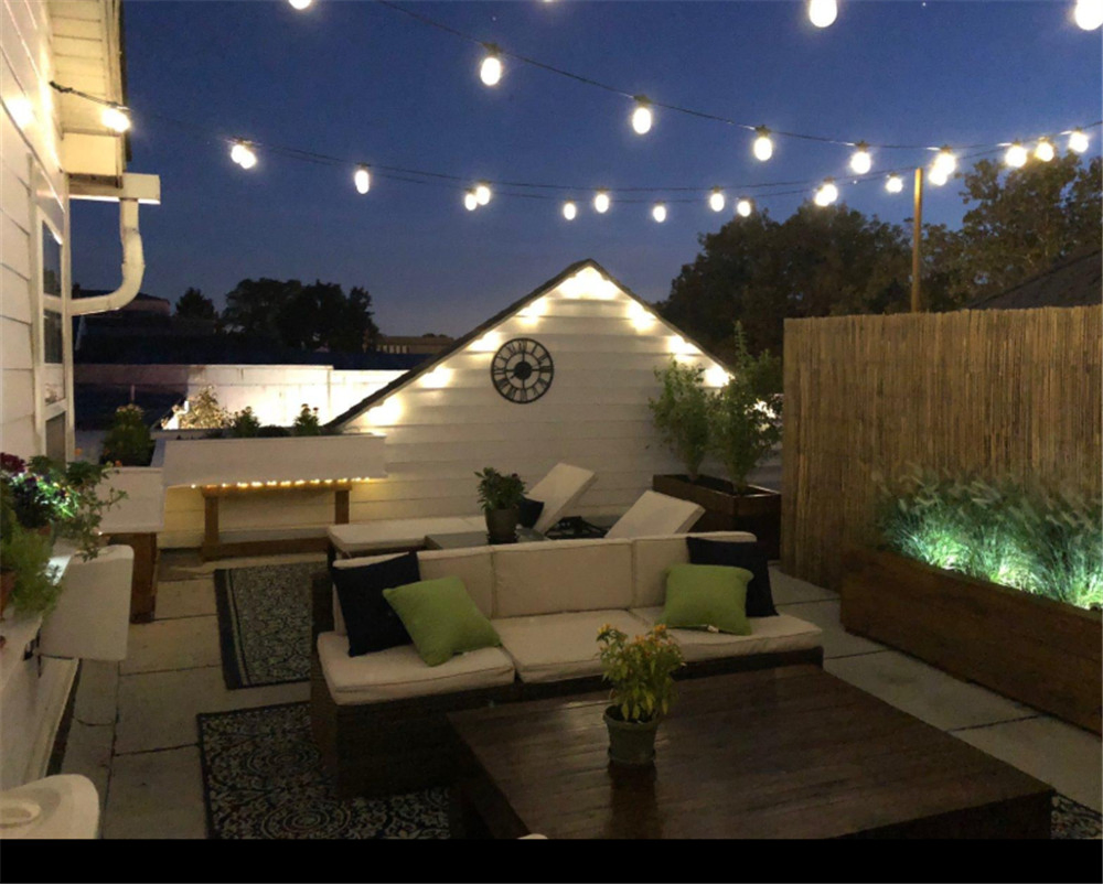 Waterproof Solar LED Outdoor String Lights 1W Retro Edison Globe Bulbs Soft White 48 FT Create Cafe Ambience in Your Yard, Pergola