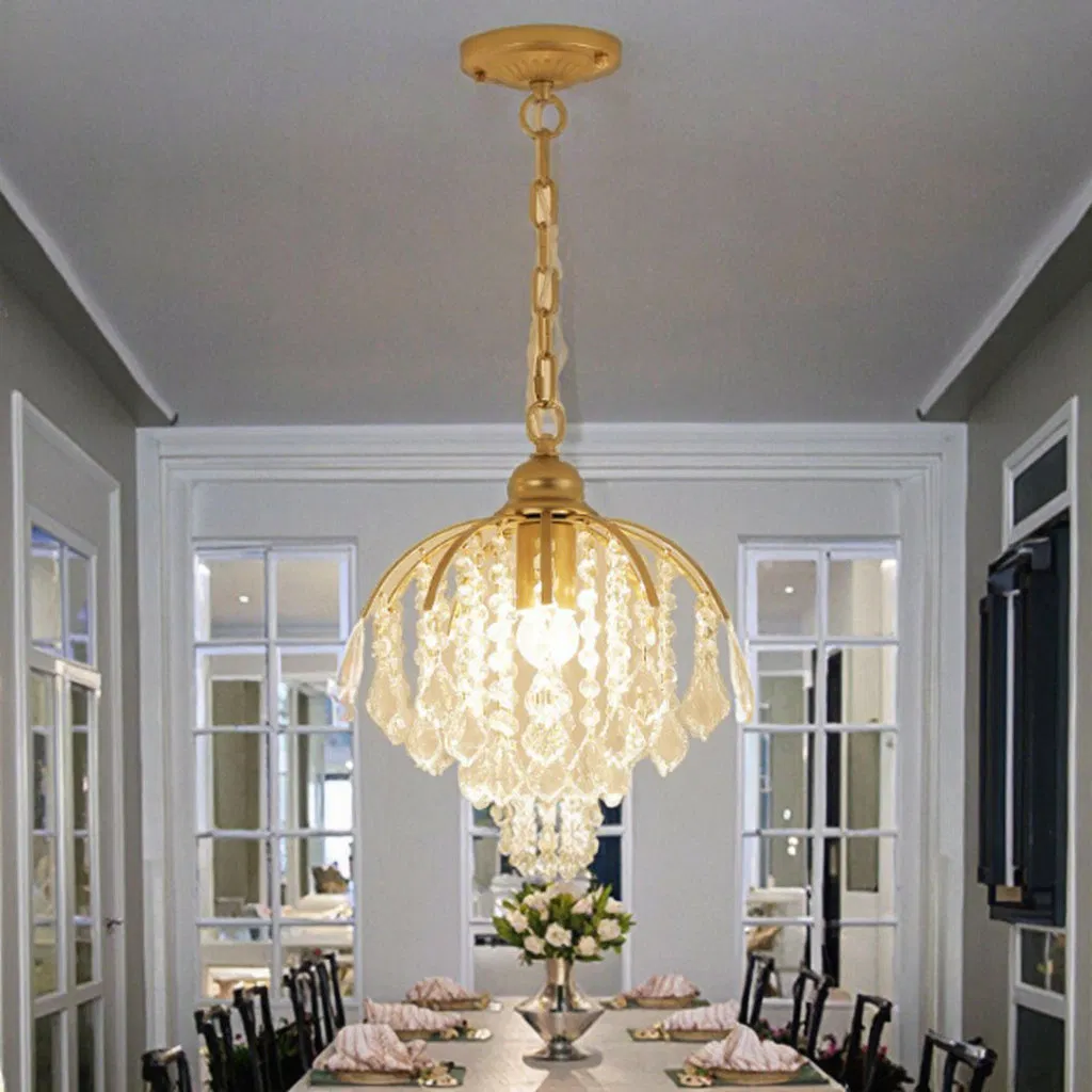 Modern Golden Ceiling Pendant Lamp Luxury Crystal Chandelier with Adjustable Height Acrylic Hangingfeature