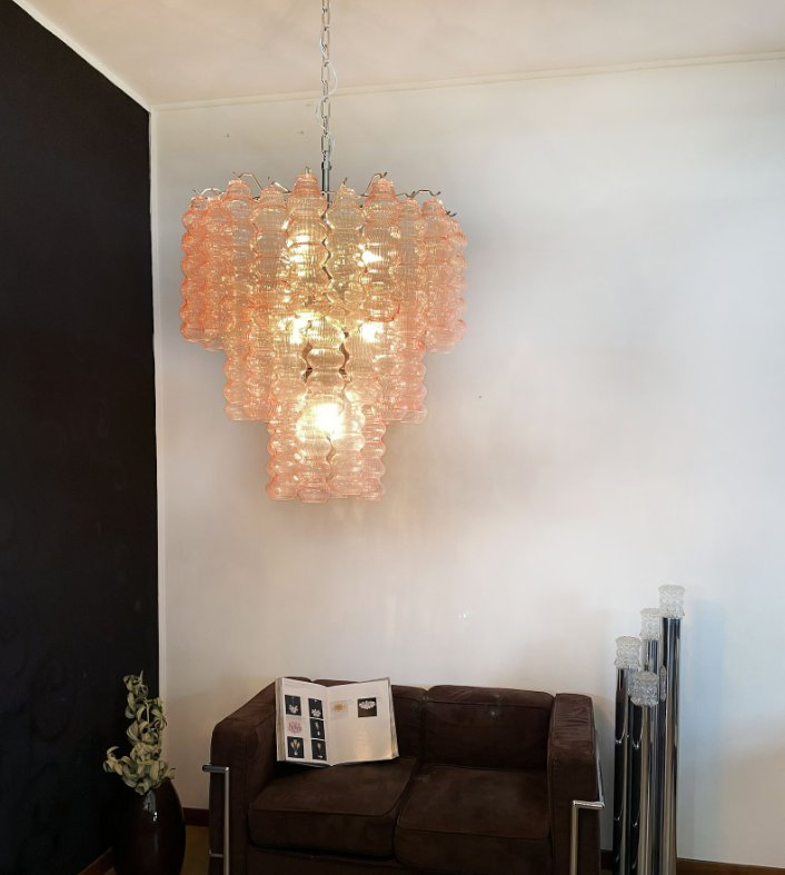 Pink Glass Bubble Lighting Vintage Murano Glass Tube Chandelier Art Luxury Hanging Lamp