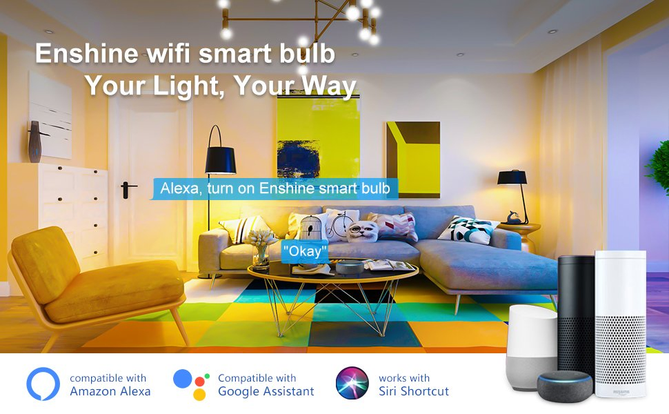 E27 Smart Bulb, WiFi Light Bulbs G45, Colour Changing and Tunable White Screw LED Bulbs, Compatible with Alexa and Google Home, Rgbcw, 5W (40W) , 470 Lume