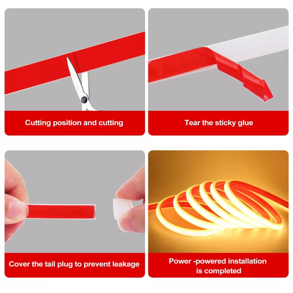 Brand New Model Flexible COB Strip Lighting 288 LED Energy-Efficient Outdoor Milky Model Light Bar