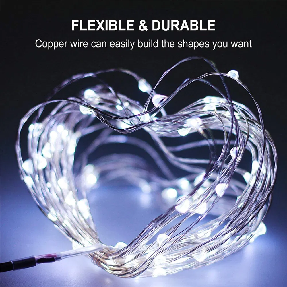 Solar String Lights Outdoor, 200 LED Solar Powered Fairy Lights Cool White Waterproof Decorative Lighting for Patio Garden Yard Party Wedding