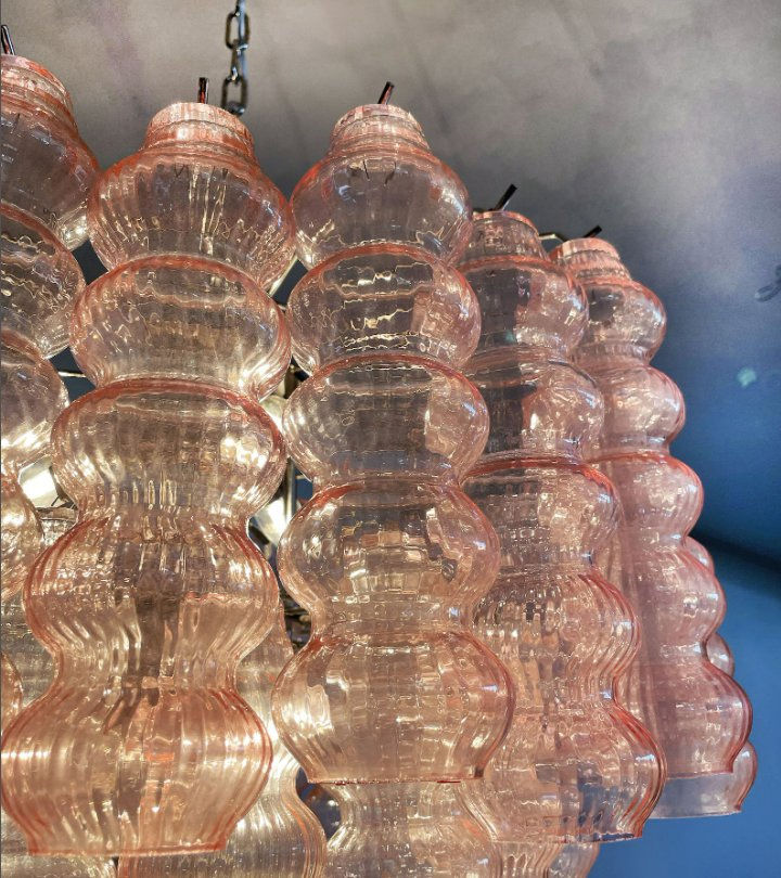 Pink Glass Bubble Lighting Vintage Murano Glass Tube Chandelier Art Luxury Hanging Lamp