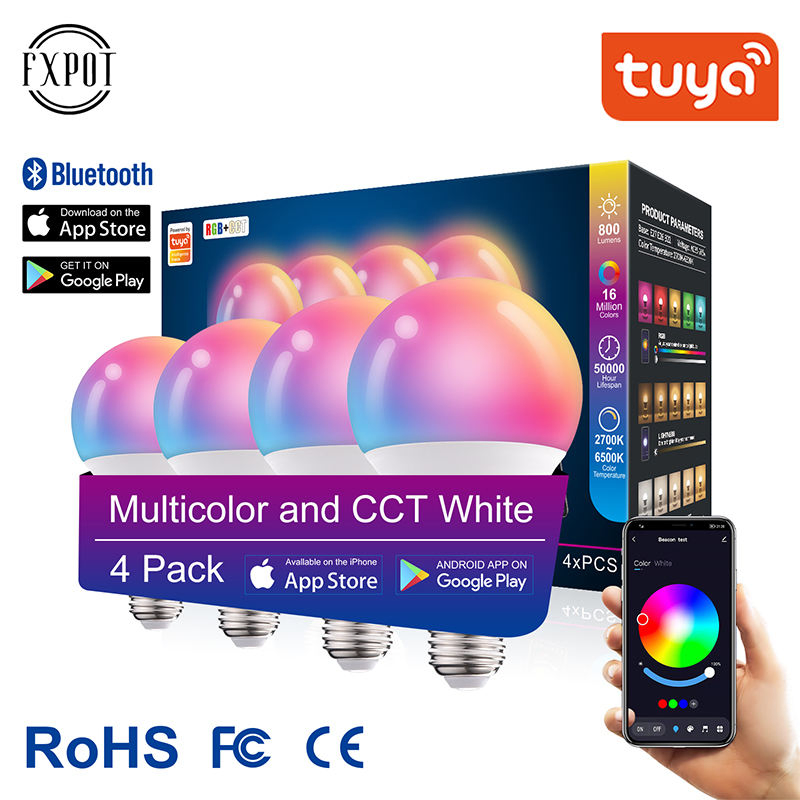 Color Changing Bluetooth Light Bulb 10W RGB Multicolor E27 LED Smart Bulb