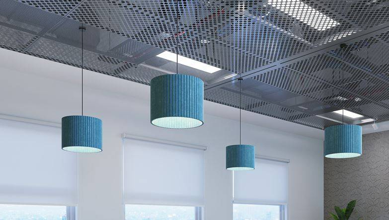 Acoustic LED Felt Lamp Fabric Mount Noise Reducing Ceiling Lighting for Office Decorative Lighting Included-Project Installation