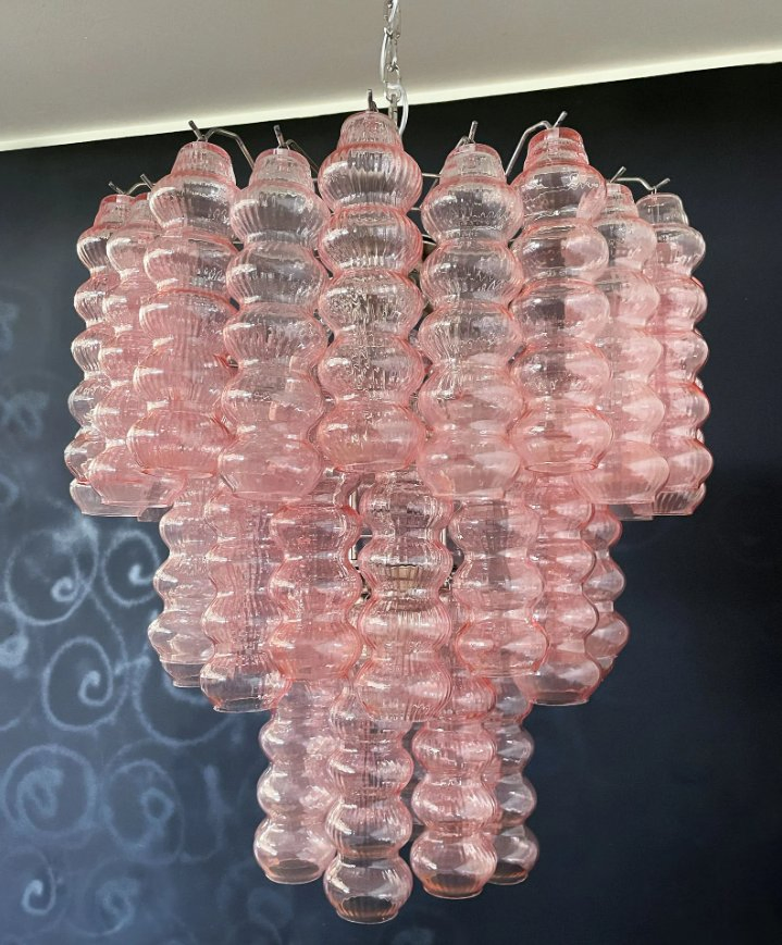 Pink Glass Bubble Lighting Vintage Murano Glass Tube Chandelier Art Luxury Hanging Lamp