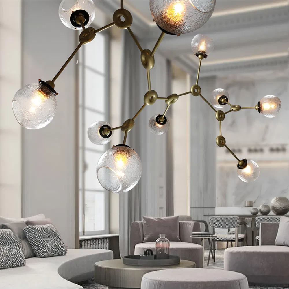 Horizontal Creative Chandelier Lighting LED Lamp Industrial Minimalist Style Ceiling Fixtures
