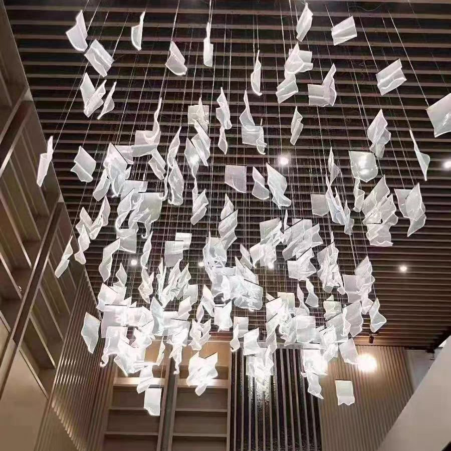 Modern Luxury LED Lamp Staircase Living Room Hotel Lobby Acrylic Pendent Lighting