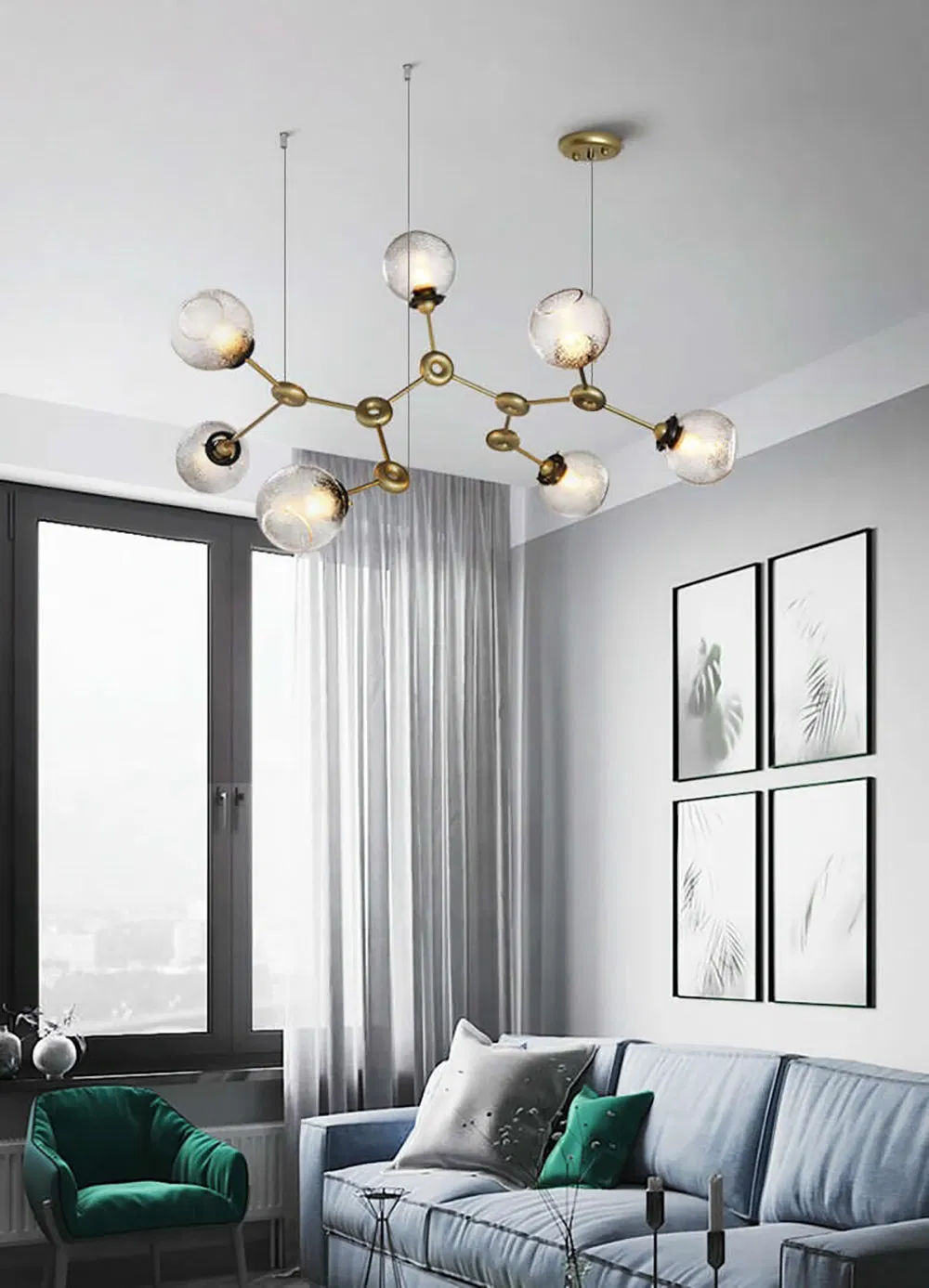 Horizontal Creative Chandelier Lighting LED Lamp Industrial Minimalist Style Ceiling Fixtures