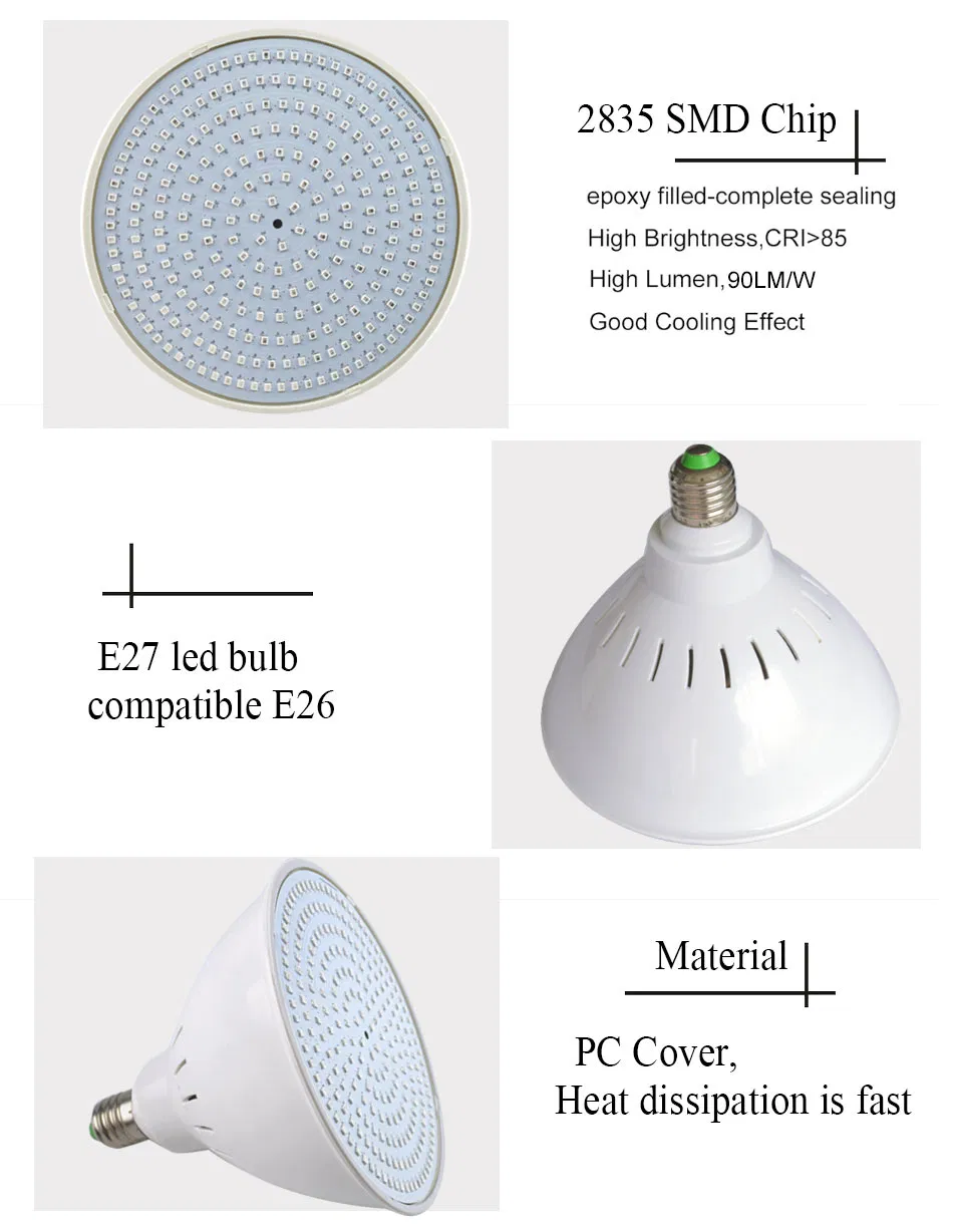 Hotook Swimming Pool Light 300W Replacent 12V 120V PAR56 E26 E27 LED Color Changing Pool Light Replacement Bulbs