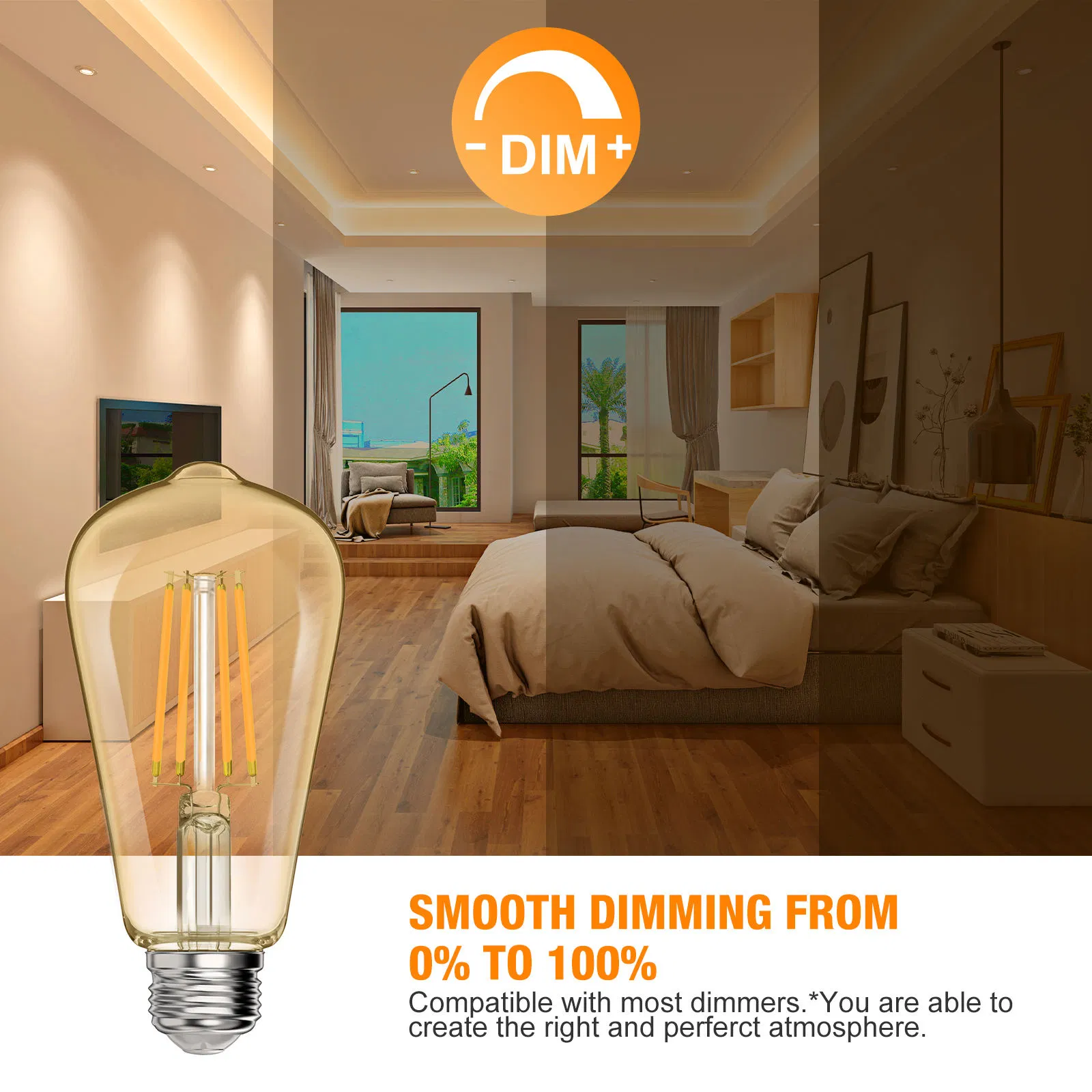 Energy Saving 4W Dimmable St58 St19 Vintage Edison Amber LED Light Bulbs Clear LED Filament Bulb