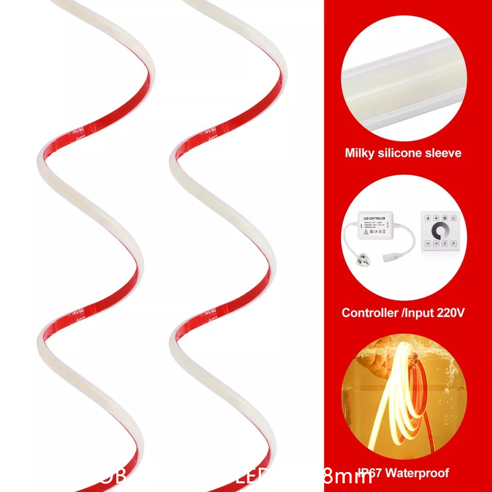 Brand New Model Flexible COB Strip Lighting 288 LED Energy-Efficient Outdoor Milky Model Light Bar