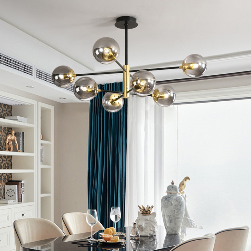 Loft Vintage Loft Chandelier E27 Round Ball Light ceiling Lamp Black Gold Pendant Lighting (WH-MI-426)
