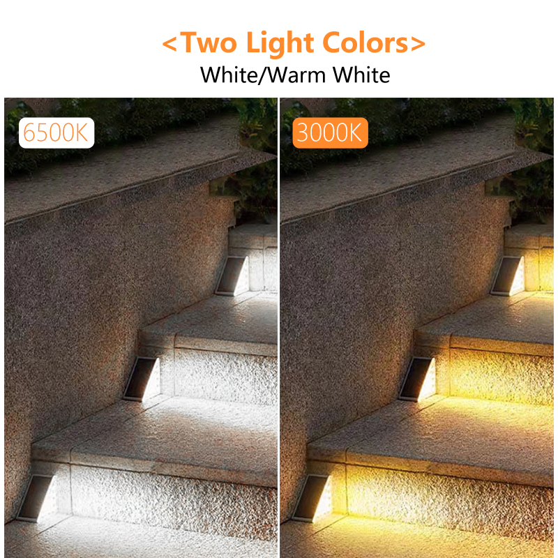 Waterproof Anti-Theft Solar Powered LED Stair Light Solar Step Light Lens for Home Stairs Hallway Outdoor Garden Lighting