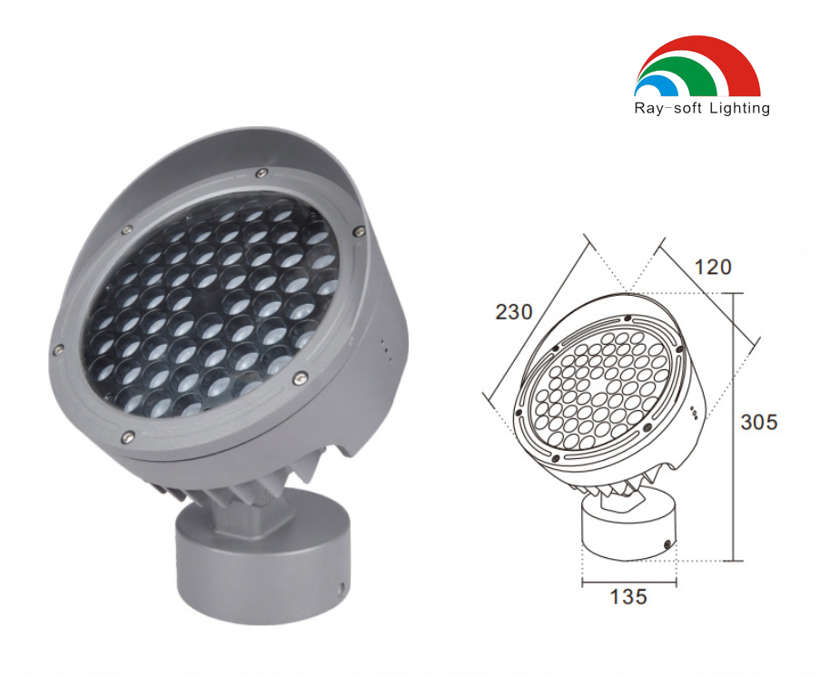 36W LED Anti-Glare IP65 Round Outdoor Base Mounted Spotlight Architectural Wall Washer Lighting