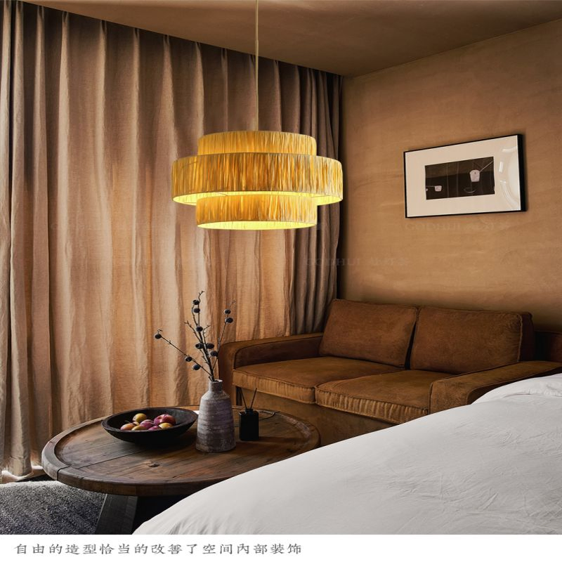 Wabi-Sabi Wind Rattan Chandelier Personalized Japanese Zen Living Room Bedroom Dining Room B&B Vintage Woven Designer Lighting