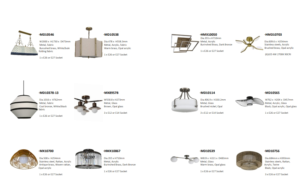 Indoor Lightings Outdoor Lightings Pendant Chandelier Decorative Lightings Customized Lightings