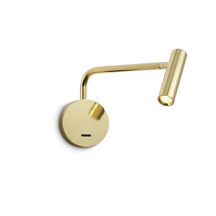 Elegant Brass LED Wall Sconce for Modern Bedroom Lighting