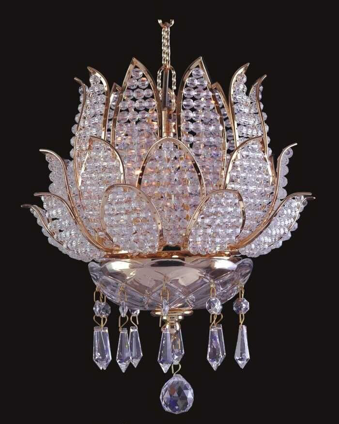 Rose Gold Factory Tradictional Small Flower Vintage LED Pendant Lamp Lotus Vintage Crystal Gold Decorative Chandelier Lighting for Living Room