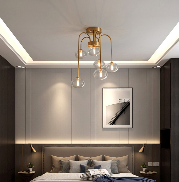 Vintage Copper Ball Ceiling Lamp Creative Art Design Decoration Bronze Iron Lighting