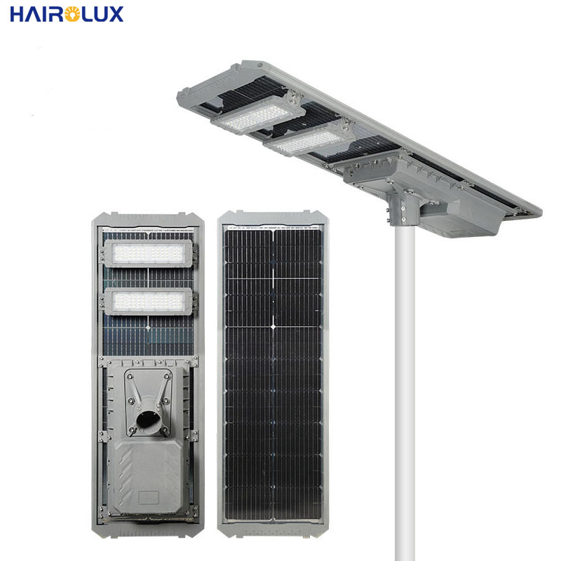 Hairolux IP65 Project Use 150lm 200W 300W 400W 500W Smart LiFePO4 Battery Aluminum PC LED Solar Street Light