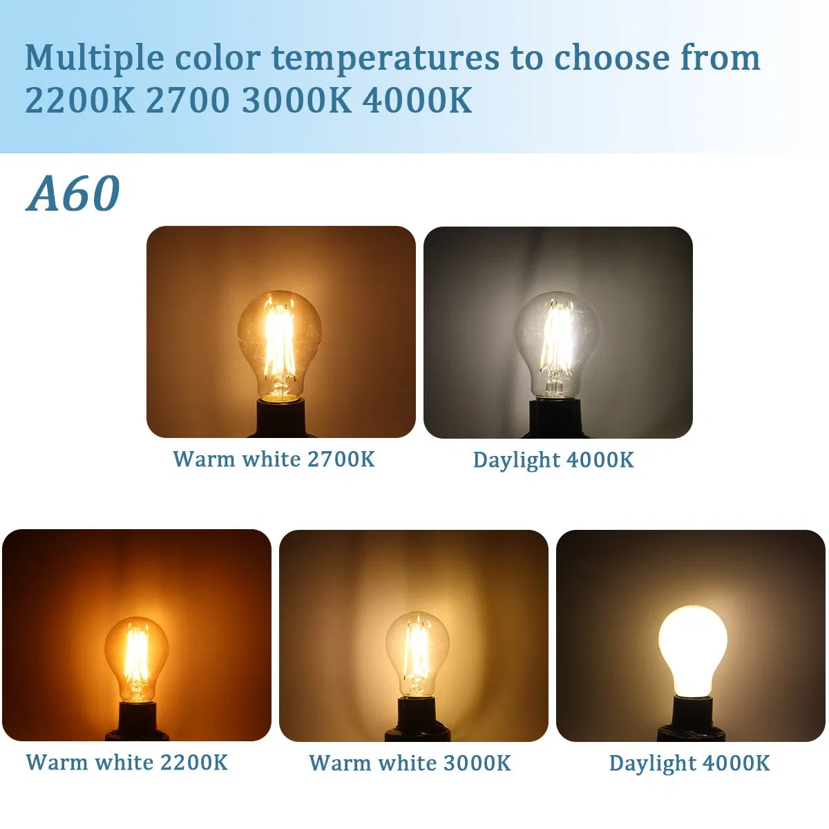 Edison Style Glass Vintage Lamp A60 220-240V 4W 6W 8W 9W E27 B22 Clear Amber LED Filament Bulb for Decoration Lighting