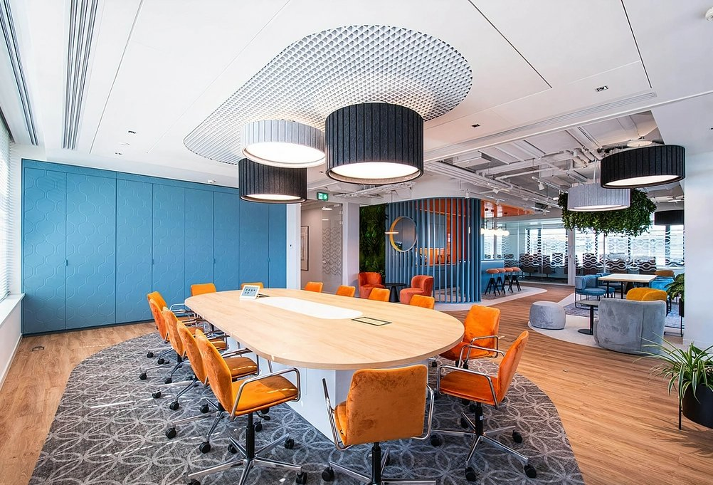 Acoustic LED Felt Lamp Fabric Mount Noise Reducing Ceiling Lighting for Office Decorative Lighting Included-Project Installation