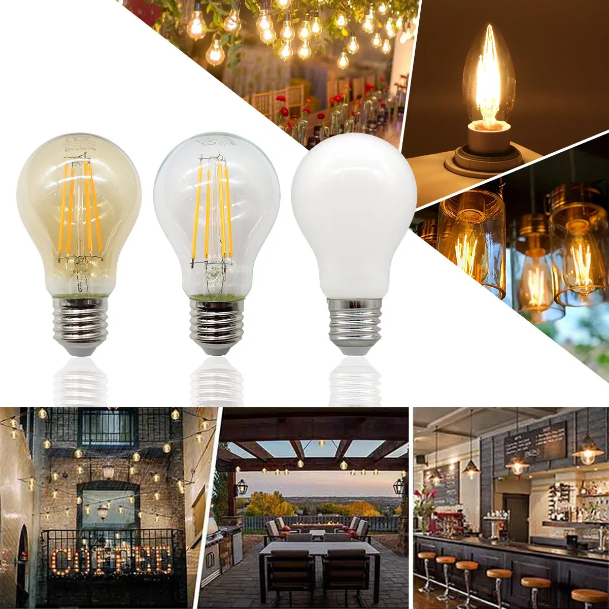 Edison Style Glass Vintage Lamp A60 220-240V 4W 6W 8W 9W E27 B22 Clear Amber LED Filament Bulb for Decoration Lighting