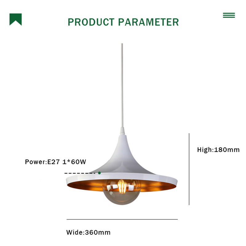 Simple Design Iron Northern Europe Vintage Trumpet Farmhouse Single Metal Pendant Lighting