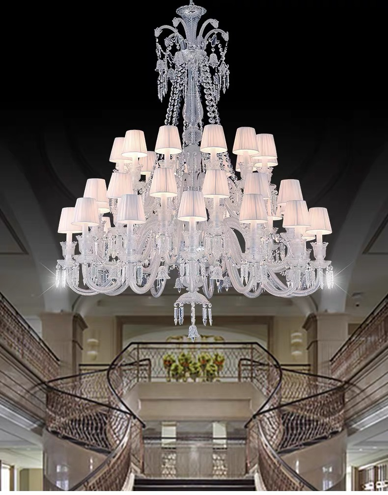 Vintage Classical Baccarat Crystal Pendant Lamp Glass Ceiling Lighting Chandelier