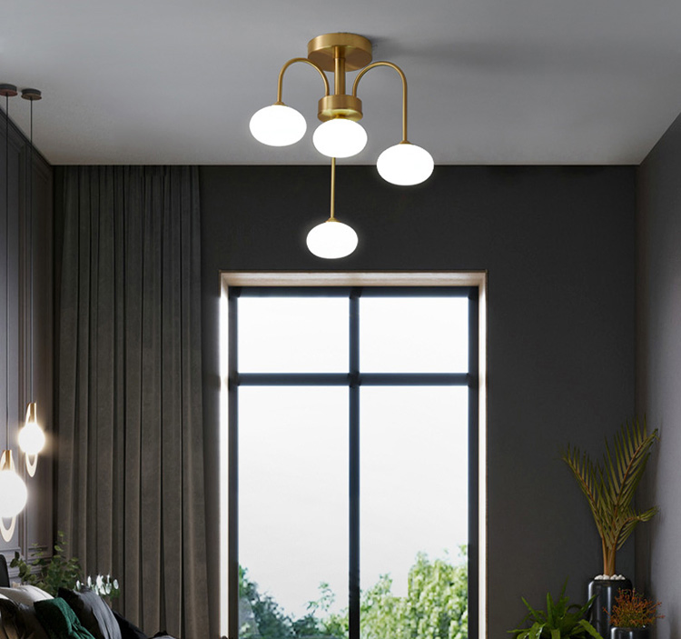 Vintage Copper Ball Ceiling Lamp Creative Art Design Decoration Bronze Iron Lighting