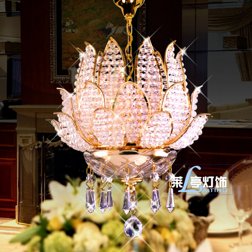 Rose Gold Factory Tradictional Small Flower Vintage LED Pendant Lamp Lotus Vintage Crystal Gold Decorative Chandelier Lighting for Living Room