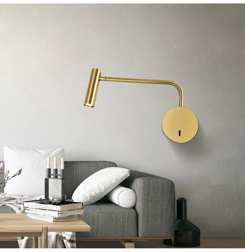 Elegant Brass LED Wall Sconce for Modern Bedroom Lighting