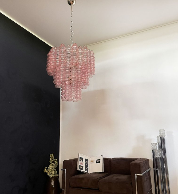 Pink Glass Bubble Lighting Vintage Murano Glass Tube Chandelier Art Luxury Hanging Lamp