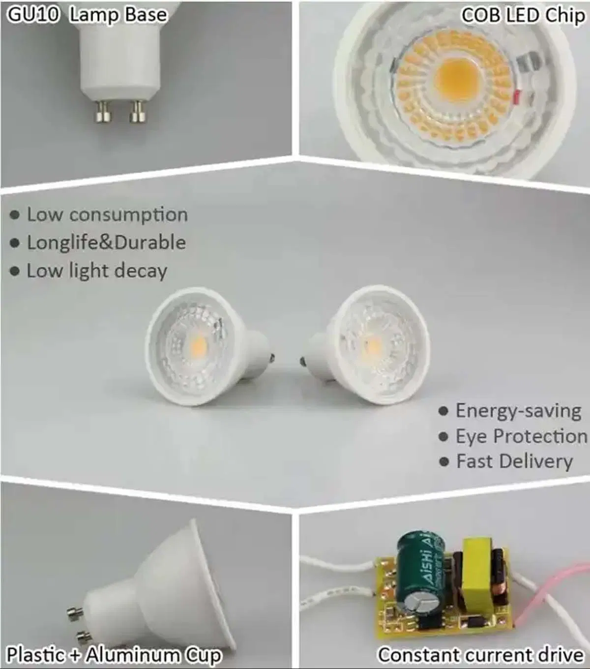 Energy Efficient Indoor LED GU10 MR16 Bulb Ceiling Lighting Spot Lighting