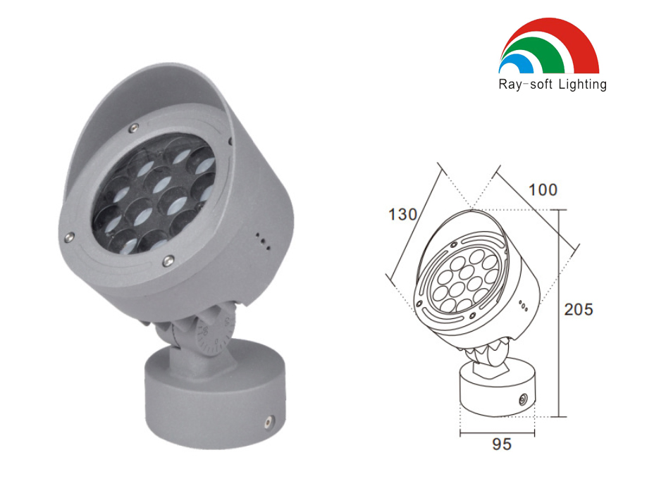 36W LED Anti-Glare IP65 Round Outdoor Base Mounted Spotlight Architectural Wall Washer Lighting