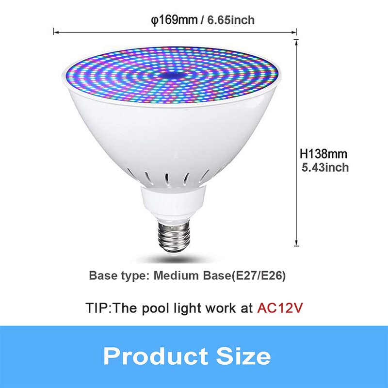 Hotook Swimming Pool Light 300W Replacent 12V 120V PAR56 E26 E27 LED Color Changing Pool Light Replacement Bulbs