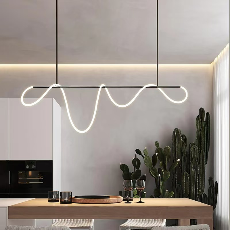 Zy Custom Flexible Modern Chandelier LED Fabric Nylon Long Soft Line Lamp Pendant Lighting