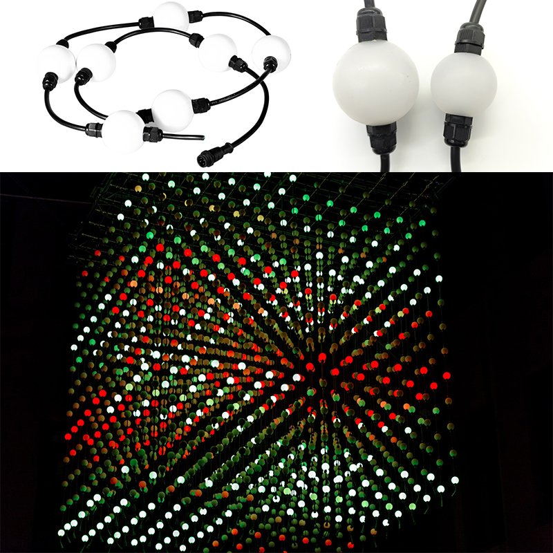 Matrix RGB 360 Degree 50mm Outdoor Dimmable Hanging Ball String Stage Garden Light LED Bulb Sphere Moving Light